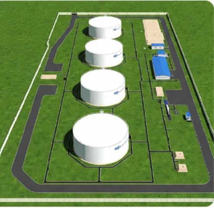 3D model of the pump station with a tank farm