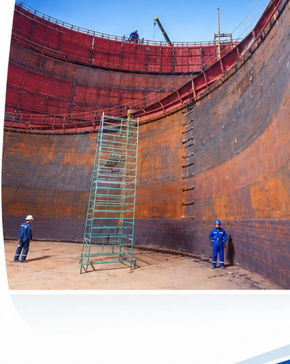 Inside a steel tank during construction